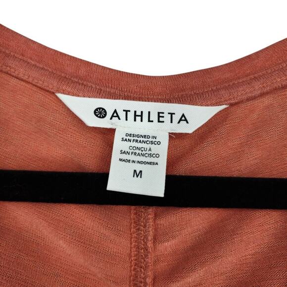 Athleta Rust Orange Ruched Back Split Tank Top M Tencel/Modal Blend Activewear - Picture 2 of 4